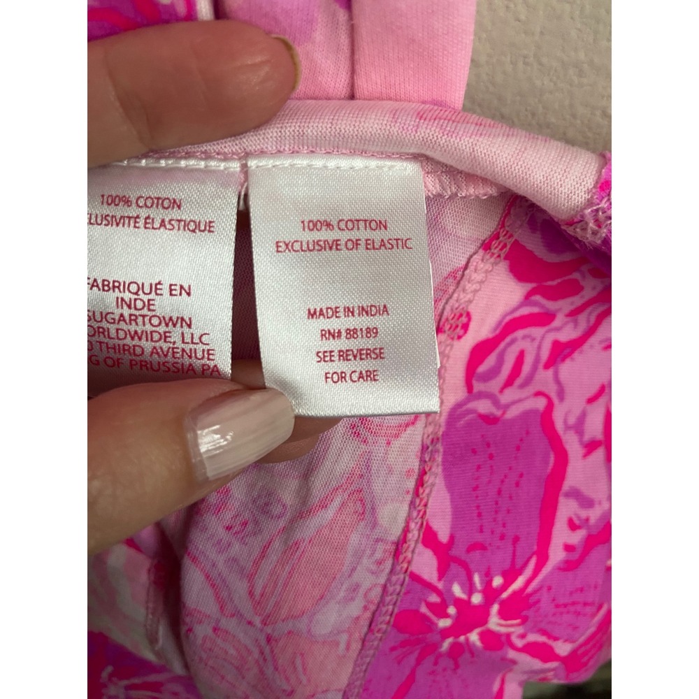 Lilly Pulitzer Delsie Pink Floral Cotton Jersey Shift Dress Medium - Picture 6 of 8